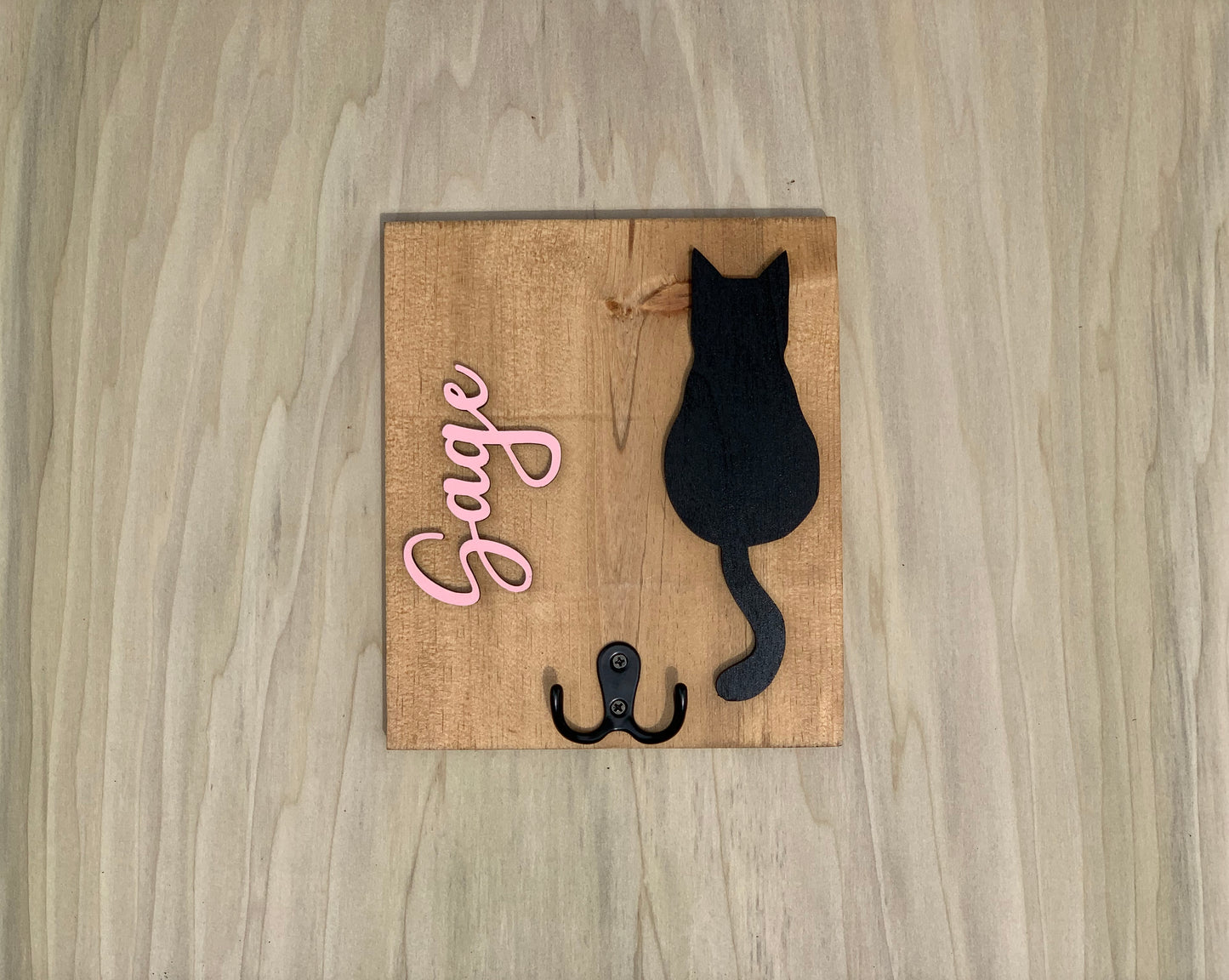 Personalized Cat Collar Holder with Silhouette & Name