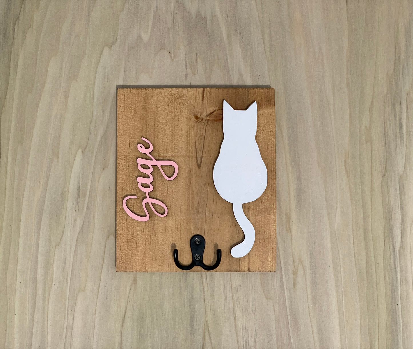 Personalized Cat Collar Holder with Silhouette & Name