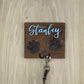 Personalized Dog Leash Holder with Paws & Name