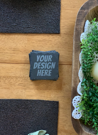 Personalized Live Edge Custom Slate Coasters