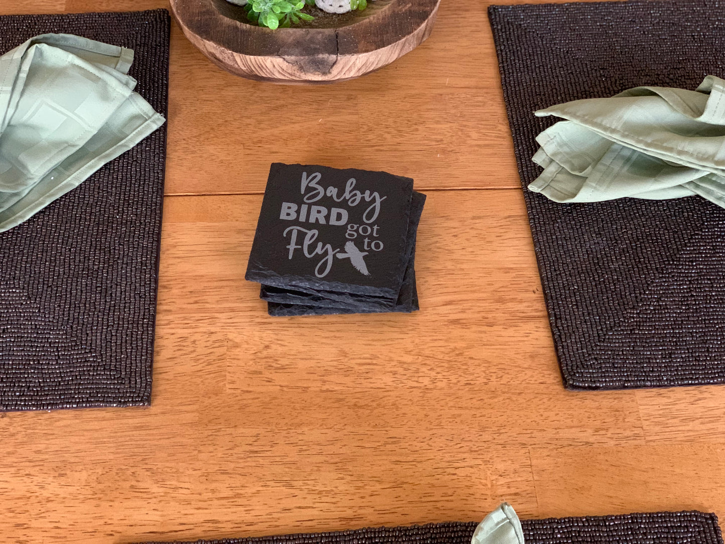 Personalized Live Edge Custom Slate Coasters