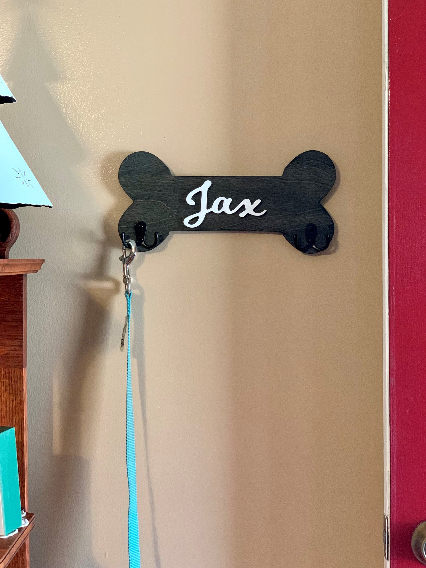 Personalized Dog Leash Holder | Mudroom Hook | Dog Hanging Sign