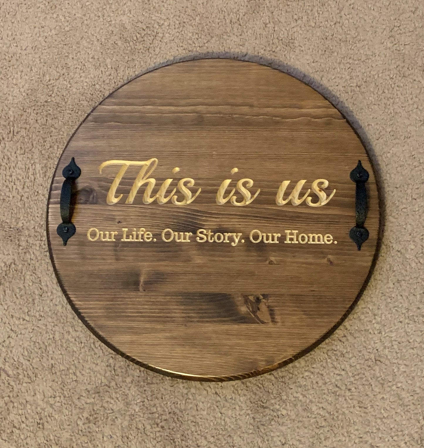 Circular Engraved Serving Tray | Personalized with Handles