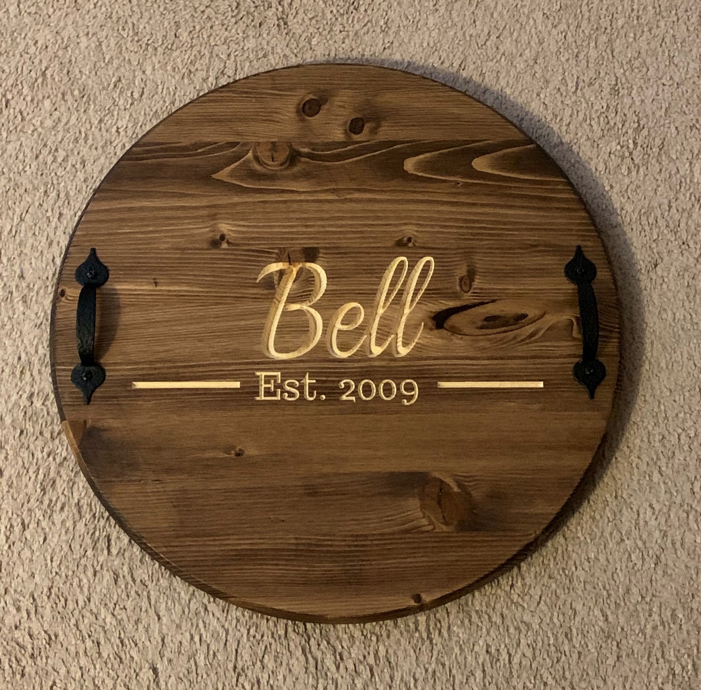 Circular Engraved Serving Tray | Personalized with Handles